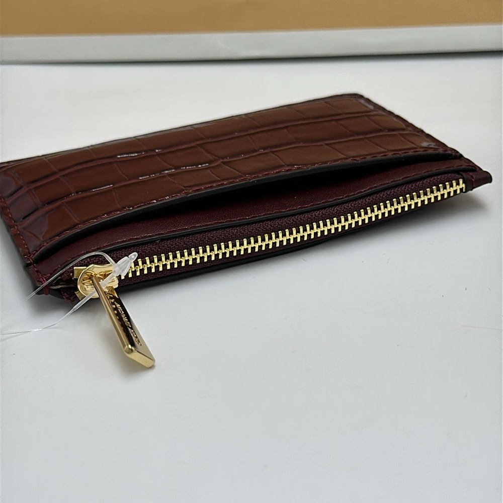 MICHAEL KORS JET SET TRAVEL MEDIUM TZ CARD CASE IN OXBLOOD - Picture 7 of 10